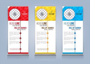 Roll Up Banner şablon tasarım vektör çizim, sunum ve broşür ve ilan. Vektör çizim