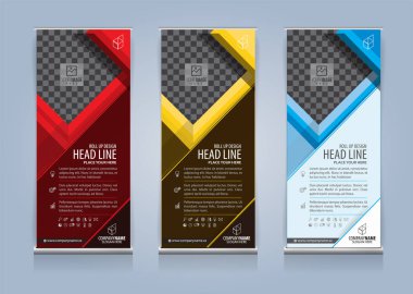 Roll Up Banner şablon tasarım vektör çizim, sunum ve broşür ve ilan. Vektör çizim