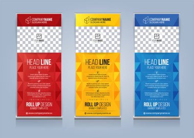 Roll Up Banner şablon tasarım vektör çizim, sunum ve broşür ve ilan. Vektör çizim