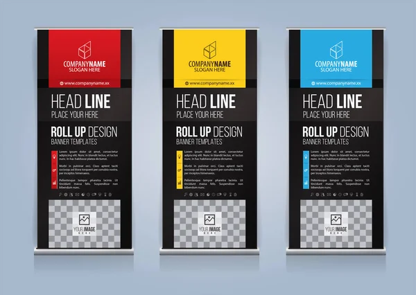 Roll Up Banner şablon tasarım vektör çizim, sunum ve broşür ve ilan. Vektör çizim