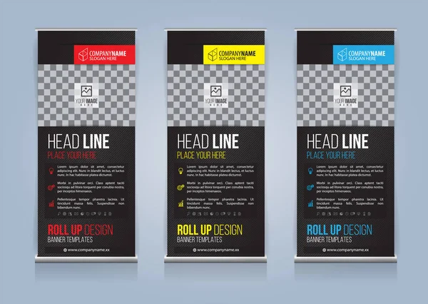 Roll Up Banner şablon tasarım vektör çizim, sunum ve broşür ve ilan. Vektör çizim