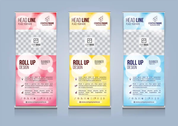 Roll Up Banner şablon tasarım vektör çizim, sunum ve broşür ve ilan. Vektör çizim