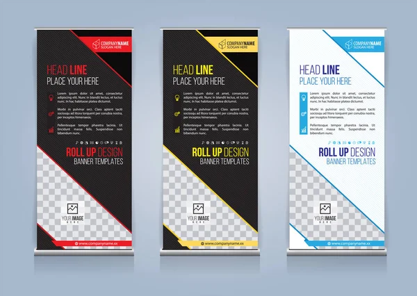 Roll Banner Vorlage Design Vektor Illustration Präsentation Und Broschüre Flyer — Stockvektor