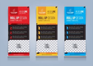 Roll Up Banner şablon tasarım vektör çizim, sunum ve broşür ve ilan. Vektör çizim