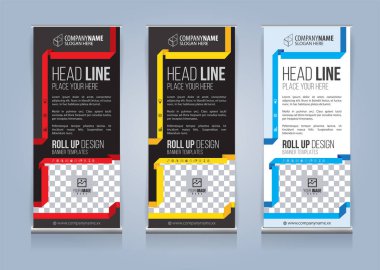 Roll Up Banner şablon tasarım vektör çizim, sunum ve broşür ve ilan. Vektör çizim