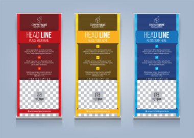 Roll Up Banner şablon tasarım vektör çizim, sunum ve broşür ve ilan. Vektör çizim