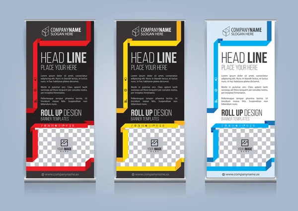 Roll Up Banner şablon tasarım vektör çizim, sunum ve broşür ve ilan. Vektör çizim