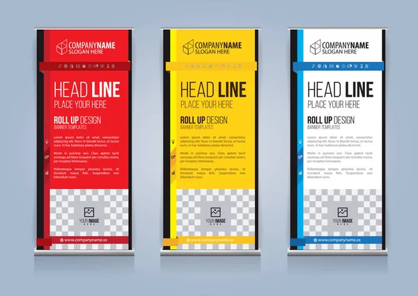 Roll Up Banner şablon tasarım vektör çizim, sunum ve broşür ve ilan. Vektör çizim