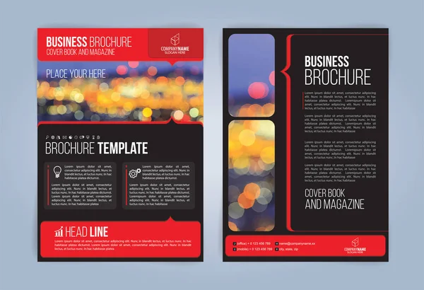 Siyah ve kırmızı broşür. Broşür şablonu. Kitap, Dergi kapağı. Vektör çizim