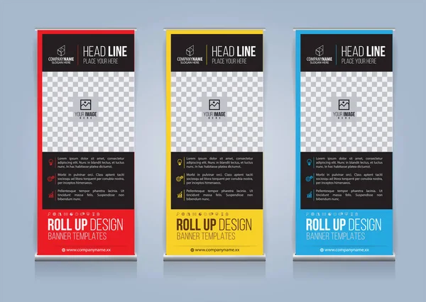 Roll Up Banner şablon tasarım vektör çizim, sunum ve broşür ve ilan. Vektör çizim