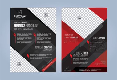 Siyah ve kırmızı broşür. Broşür şablonu. Kitap, Dergi kapağı. Vektör çizim