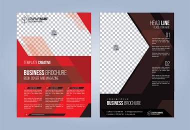 Siyah ve kırmızı broşür. Broşür şablonu. Kitap, Dergi kapağı. Vektör çizim