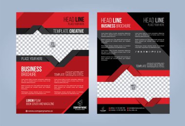 Siyah ve kırmızı broşür. Broşür şablonu. Kitap, Dergi kapağı. Vektör çizim