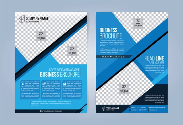 Brochure Black Blue Business Volantini Template Copertina Rivista Illustrazione Vettoriale — Vettoriale Stock