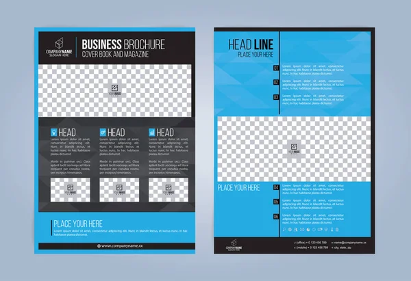 Brochure Black Blue Business Volantini Template Copertina Rivista Illustrazione Vettoriale — Vettoriale Stock