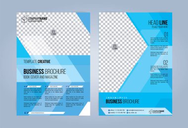 Mavi ve beyaz iş broşürü. Broşür şablonu. Kitap, Dergi kapağı. Vektör çizim