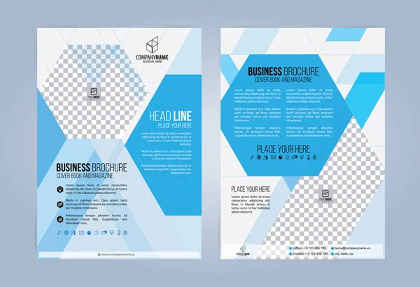 Μπλε Και Άσπρο Φυλλάδιο Φυλλάδια Πρότυπο Καλύπτει Βιβλίο Περιοδικό Εικονογράφηση — Διανυσματικό Αρχείο