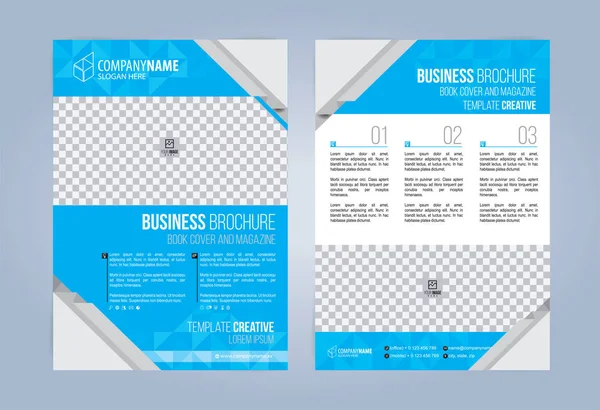 Brochura Negócios Azul Branco Modelo Folhetos Livro Capa Revista Ilustração —  Vetores de Stock