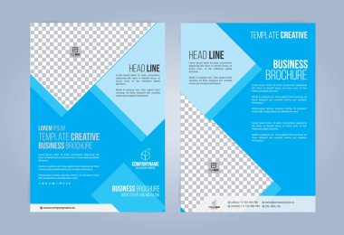 Mavi ve beyaz iş broşürü. Broşür şablonu. Kitap, Dergi kapağı. Vektör çizim