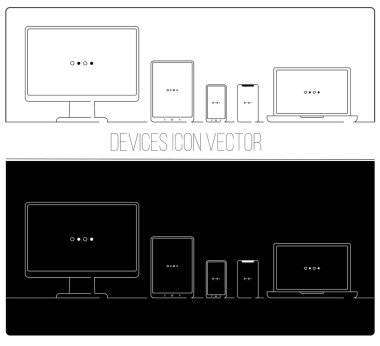 Elektronik cihazlar ince çizgi simgeler, vektör çizim 