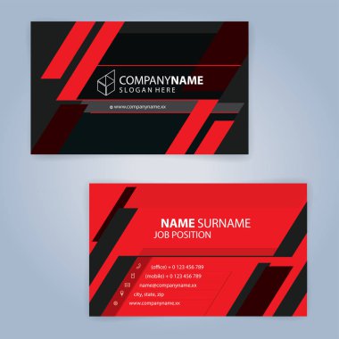 Kırmızı ve siyah modern kartvizit şablonu, illüstrasyon vektör 10