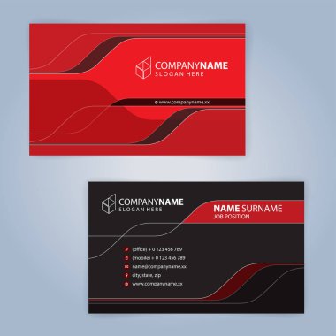 Kırmızı ve siyah modern kartvizit şablonu, illüstrasyon vektör 10