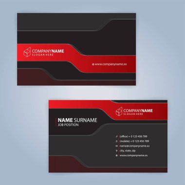 Kırmızı ve siyah modern kartvizit şablonu, illüstrasyon vektör 10