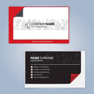 Kırmızı ve siyah modern kartvizit şablonu, illüstrasyon vektör 10