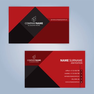 Kırmızı ve siyah modern kartvizit şablonu, illüstrasyon vektör 10
