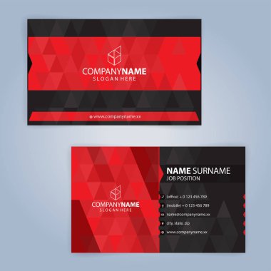 Kırmızı ve siyah modern kartvizit şablonu, illüstrasyon vektör 10
