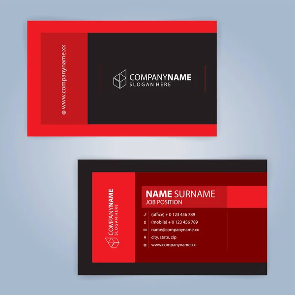 Red Black Modern Business Card Template Illustration Vector — Stock Vector