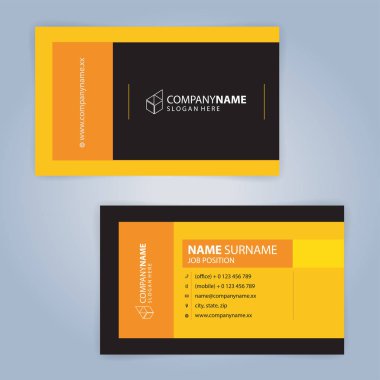 Sarı ve modern kartvizit şablonu, illüstrasyon vektör 10 siyah