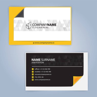 Sarı ve modern kartvizit şablonu, illüstrasyon vektör 10 siyah