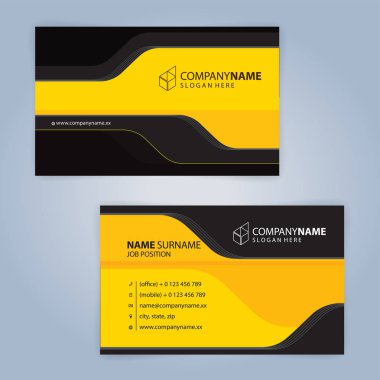 Sarı ve modern kartvizit şablonu, illüstrasyon vektör 10 siyah