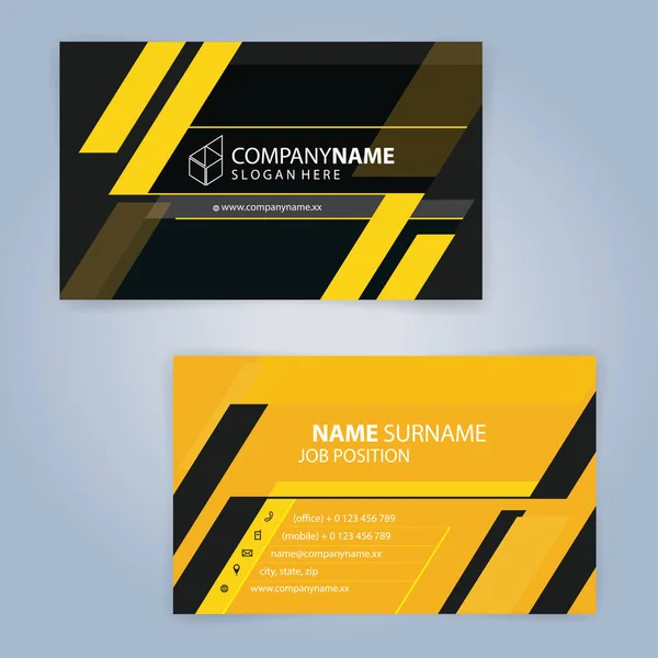 Yellow Black Modern Business Card Template Illustration Vector — Stock Vector