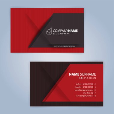 Kırmızı ve siyah modern kartvizit şablonu, illüstrasyon vektör 10