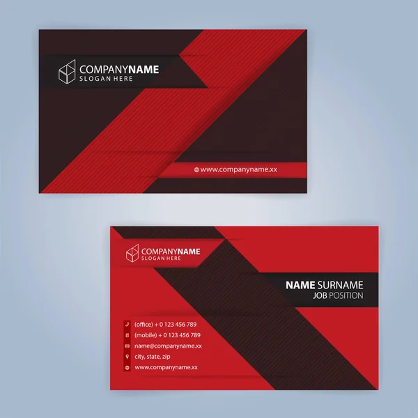 Red Black Modern Business Card Template Illustration Vector — Stock Vector