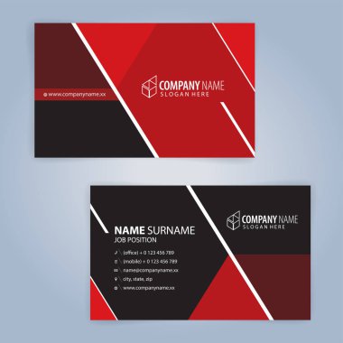 Kırmızı ve siyah modern kartvizit şablonu, illüstrasyon vektör 10