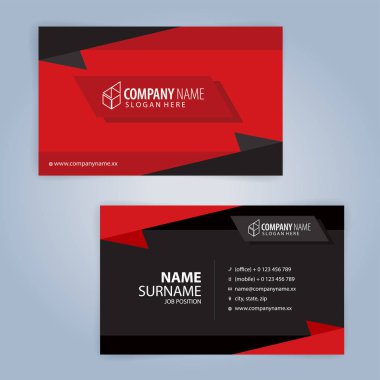 Kırmızı ve siyah modern kartvizit şablonu, illüstrasyon vektör 10