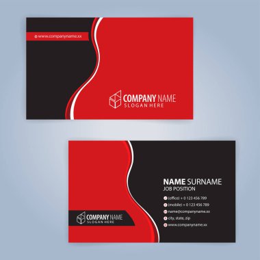 Kırmızı ve siyah modern kartvizit şablonu, illüstrasyon vektör 10