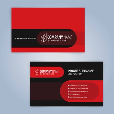Kırmızı ve siyah modern kartvizit şablonu, illüstrasyon vektör 10