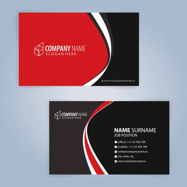 Red Black Modern Business Card Template Illustration Vector — Stock Vector