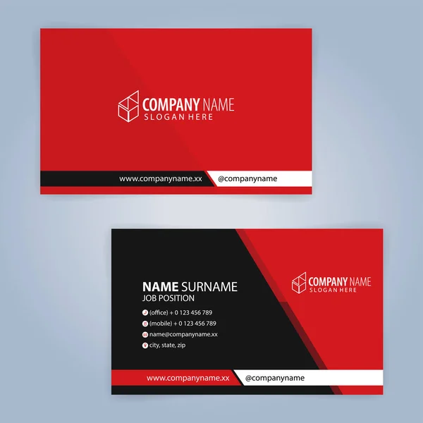 Red Black Modern Business Card Template Illustration Vector — Stock Vector