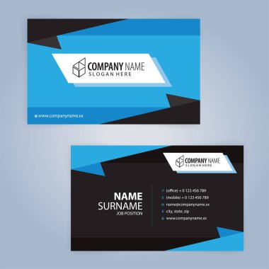 Kartvizit şablonu. Mavi ve siyah, resimde Vector10