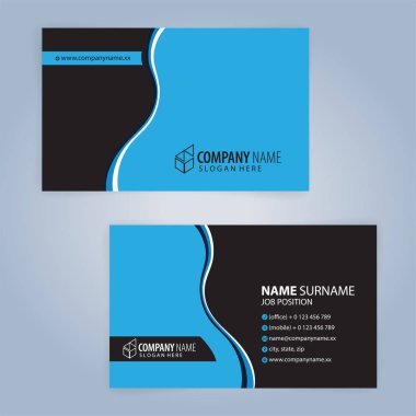 Kartvizit şablonu. Mavi ve siyah, resimde Vector10