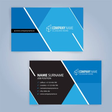 Kartvizit şablonu. Mavi ve siyah, resimde Vector10