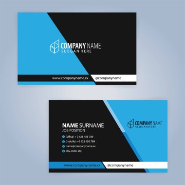Kartvizit şablonu. Mavi ve siyah, resimde Vector10