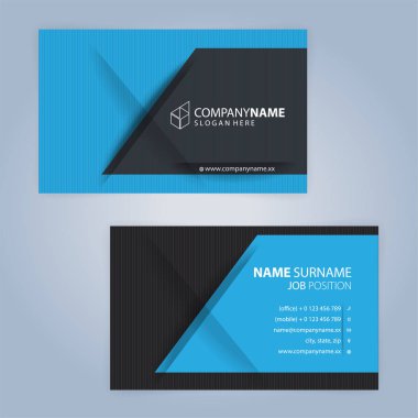 Kartvizit şablonu. Mavi ve siyah, resimde Vector10
