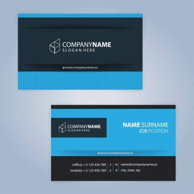 Kartvizit şablonu. Mavi ve siyah, resimde Vector10