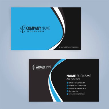 Kartvizit şablonu. Mavi ve siyah, resimde Vector10